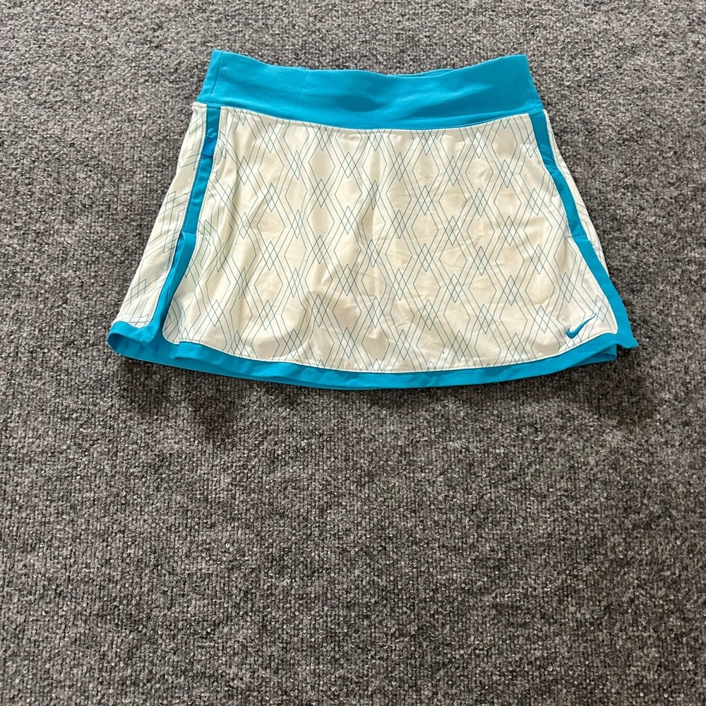 Nike Skort Womens Size S White Blue Diamond Pattern Athletic Golf Tennis Skirt